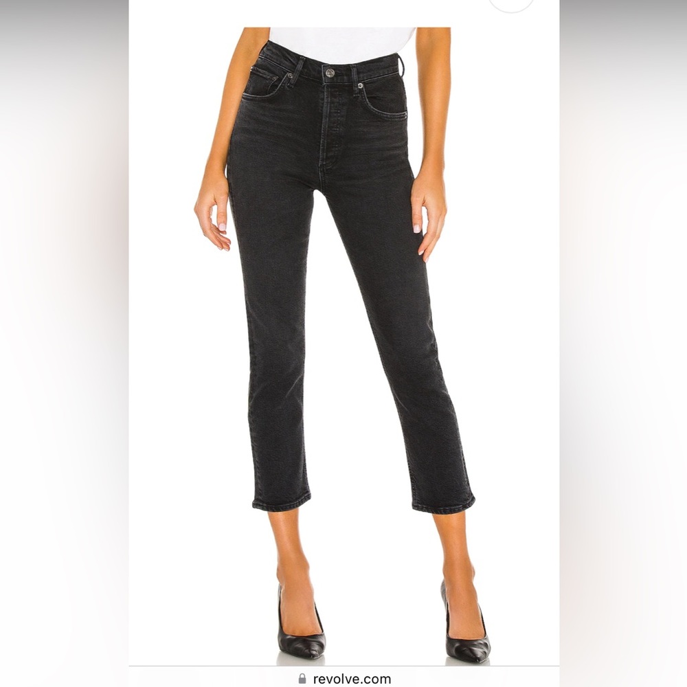 AGOLDE Riley Hise Rise Straight Crop - Black- Sz 26